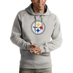 Pittsburgh Steelers Antigua Victory Pullover Hoodie - Heather Gray on sale