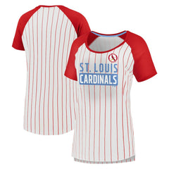 St. Louis Cardinals Women's Cooperstown Collection Iconic Pinstripe Raglan Scoop Neck T-Shirt - White