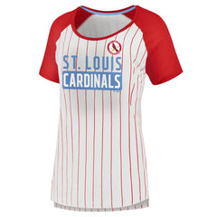 St. Louis Cardinals Women's Cooperstown Collection Iconic Pinstripe Raglan Scoop Neck T-Shirt - White