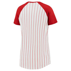 St. Louis Cardinals Women's Cooperstown Collection Iconic Pinstripe Raglan Scoop Neck T-Shirt - White