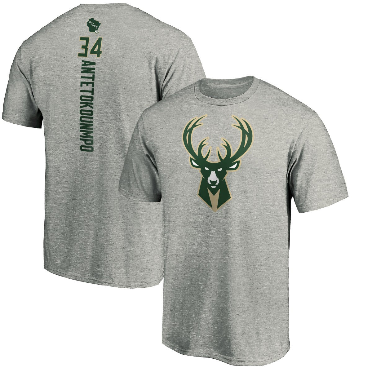 Giannis Antetokounmpo Milwaukee Bucks Playmaker Name & Number Team T-Shirt - Heathered Gray on sale