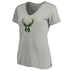 Giannis Antetokounmpo Milwaukee Bucks Women's Playmaker Name & Number V-Neck T-Shirt - Heathered Gray cheap