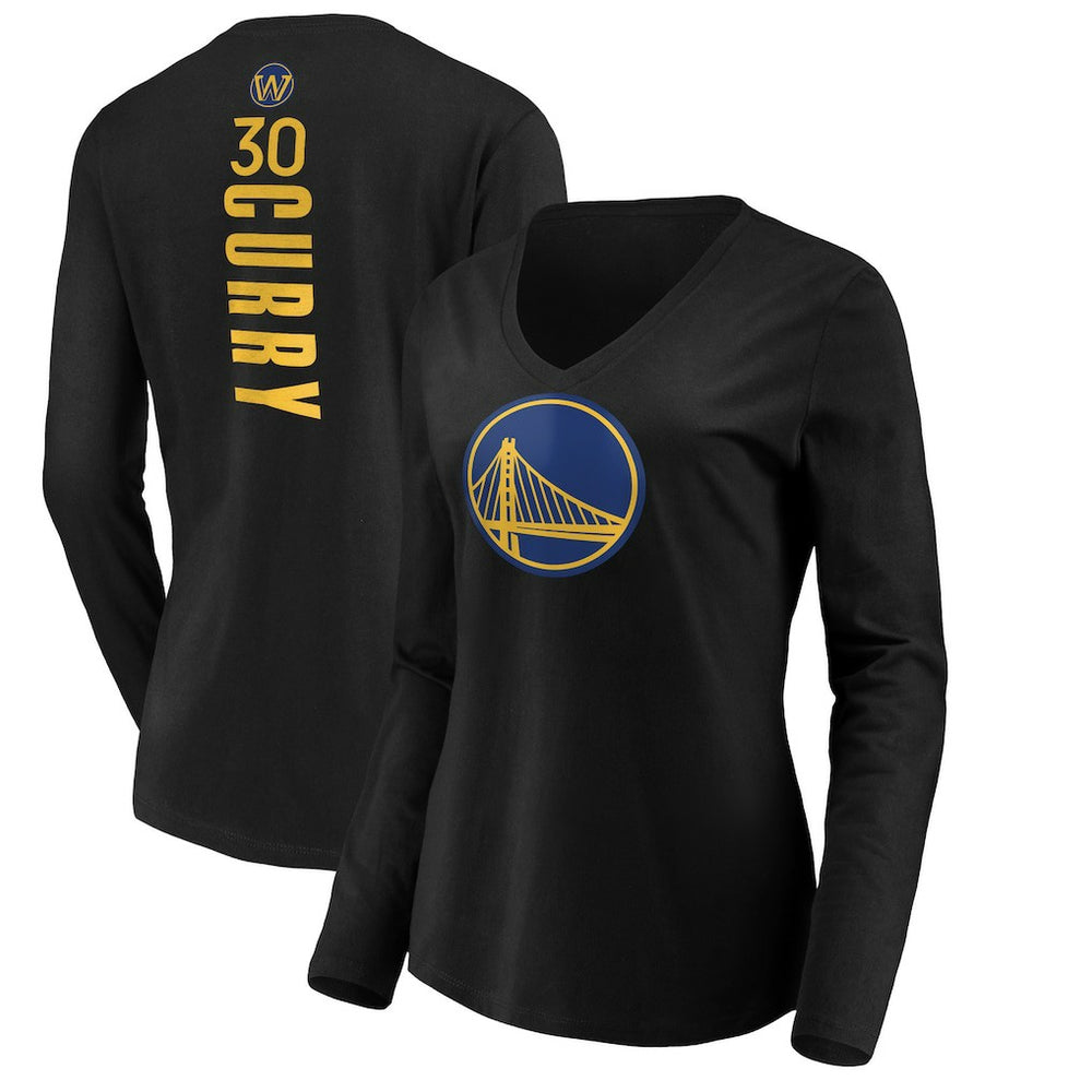 Stephen Curry Golden State Warriors Women's Playmaker Name & Number Long Sleeve V-Neck T-Shirt sale - Black outlet