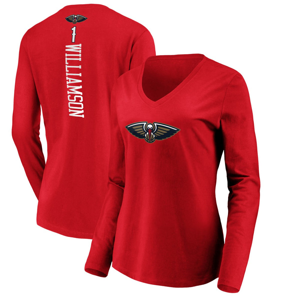 Zion Williamson New Orleans Pelicans Women's Playmaker Name & Number Long Sleeve V-Neck T-Shirt - Red discount