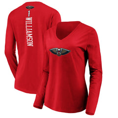 Zion Williamson New Orleans Pelicans Women's Playmaker Name & Number Long Sleeve V-Neck T-Shirt - Red discount