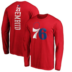 Joel Embiid Philadelphia 76ers Playmaker Name & Number Long Sleeve T-Shirt - Red on sale