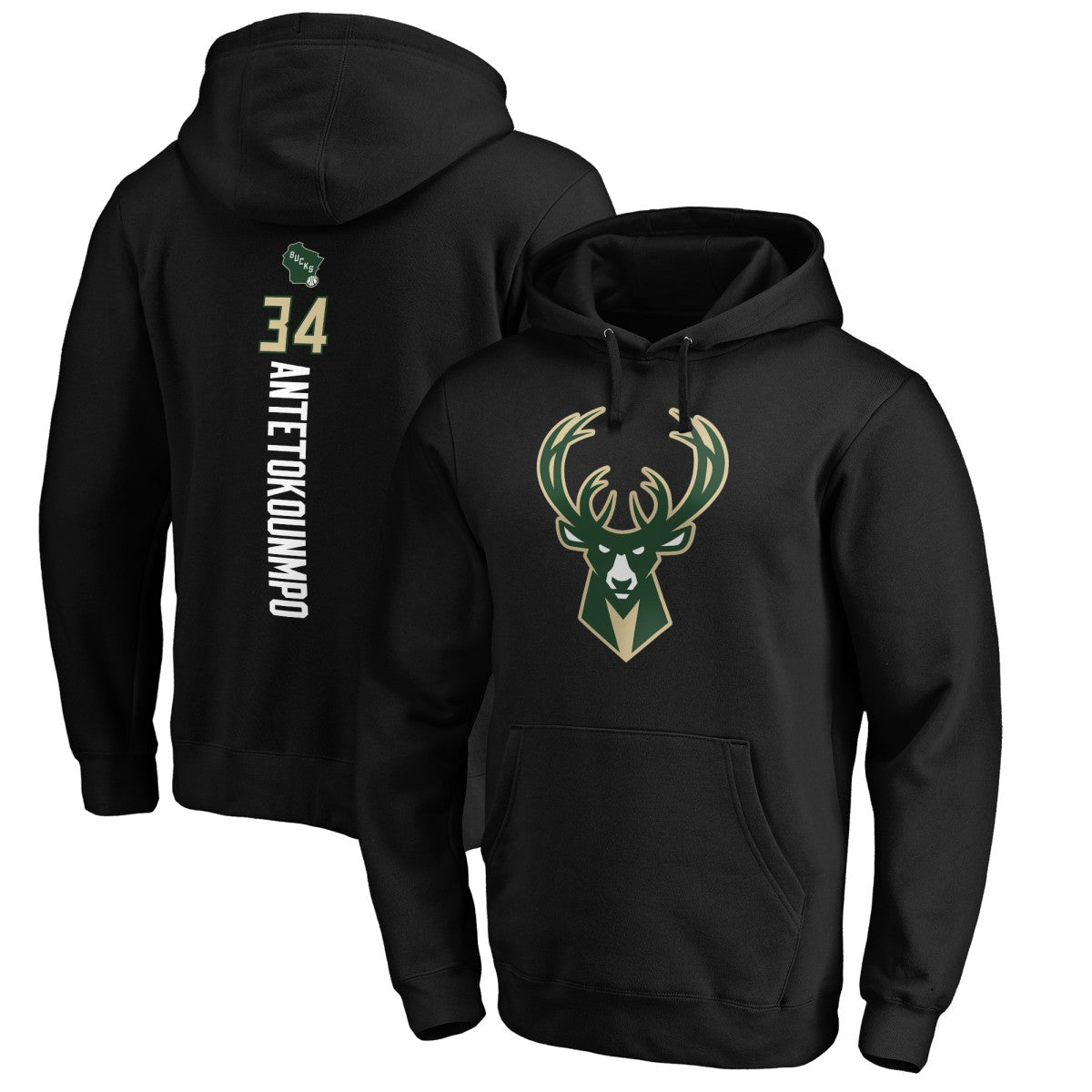 Giannis Antetokounmpo Milwaukee Bucks Playmaker Name & Number Pullover Hoodie - Black discount