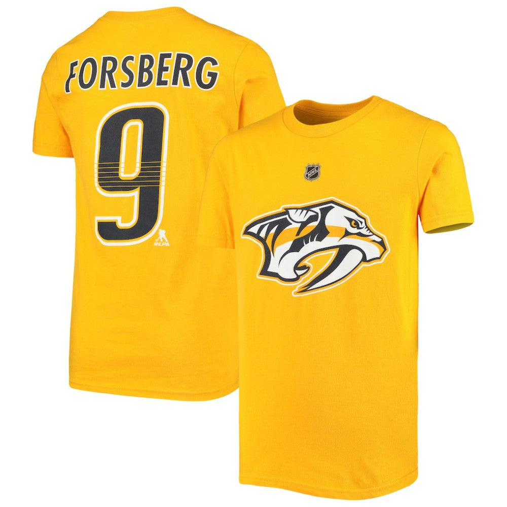 Filip Forsberg Nashville Predators Youth Player Name & Number T-Shirt Gold