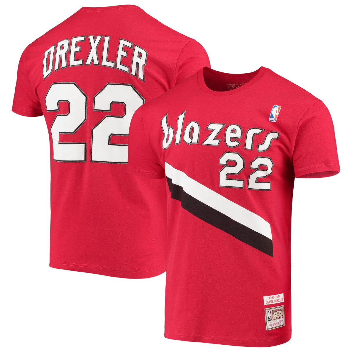 Clyde Drexler Portland Trail Blazers Hardwood Classics Player Name & Number T-Shirt - Red | Mitchell & Ness online