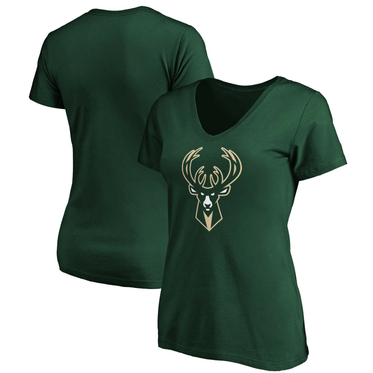 Milwaukee Bucks Women's Primary Logo Team V-Neck T-Shirt - Hunter Green | Fanatics online