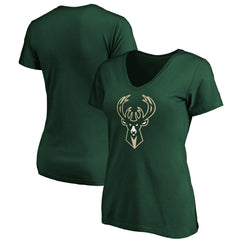 Milwaukee Bucks Women's Primary Logo Team V-Neck T-Shirt - Hunter Green | Fanatics online