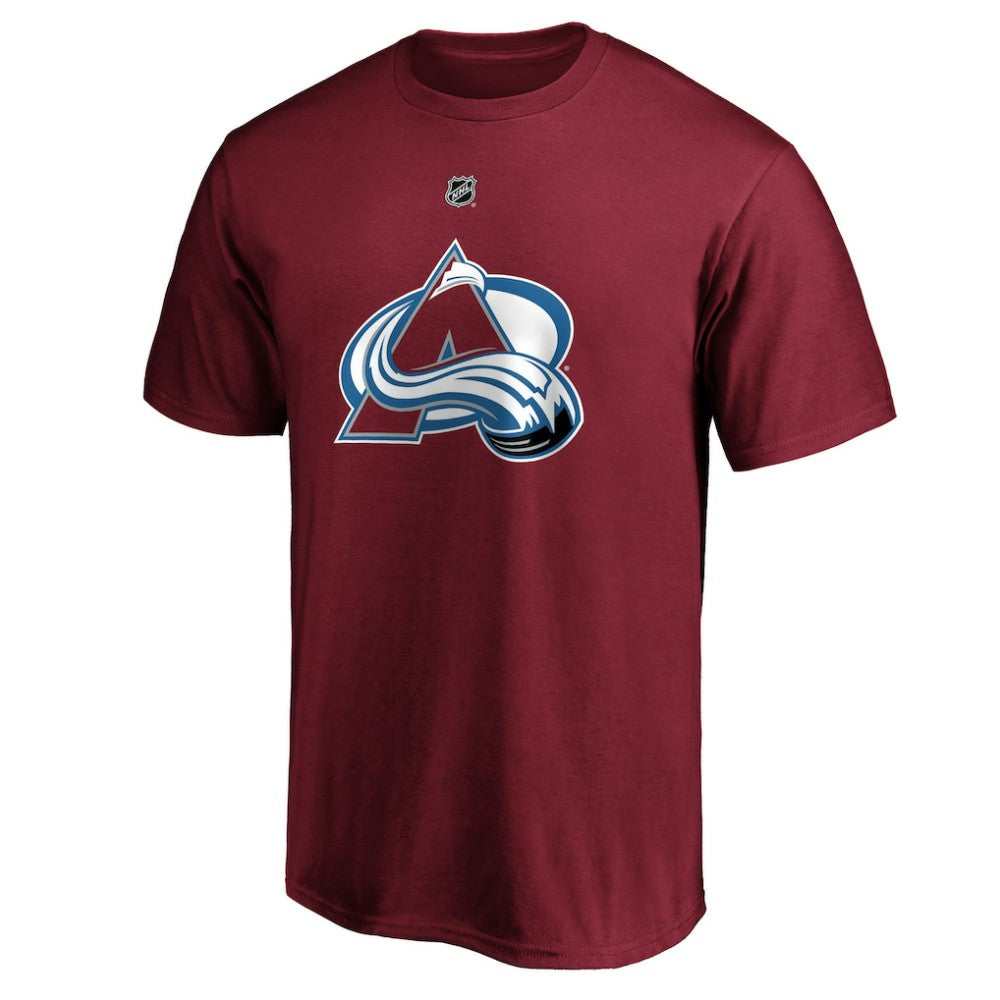 Nathan MacKinnon Colorado Avalanche Fanatics Authentic Stack Player Name & Number T-Shirt Burgundy