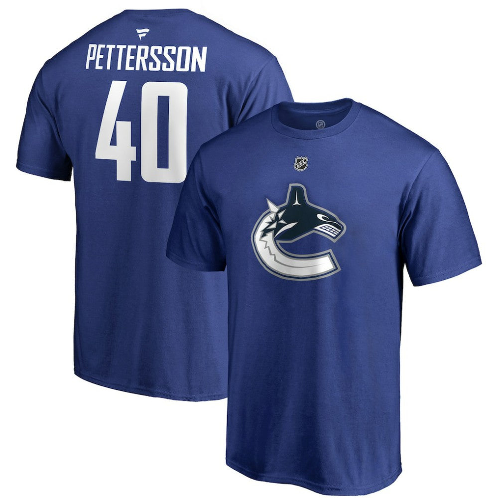 Elias Pettersson Vancouver Canucks Fanatics Authentic Stack Player Name & Number T-Shirt Blue