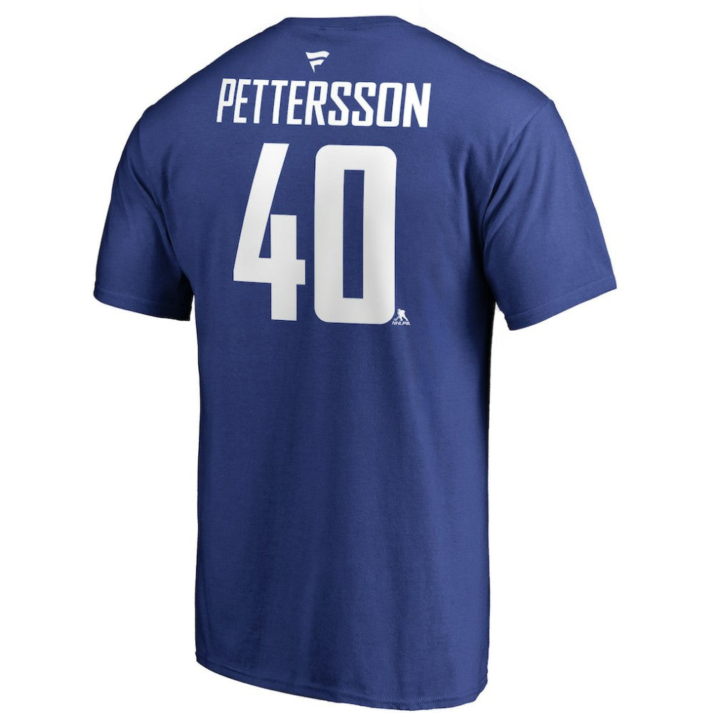 Elias Pettersson Vancouver Canucks Fanatics Authentic Stack Player Name & Number T-Shirt Blue