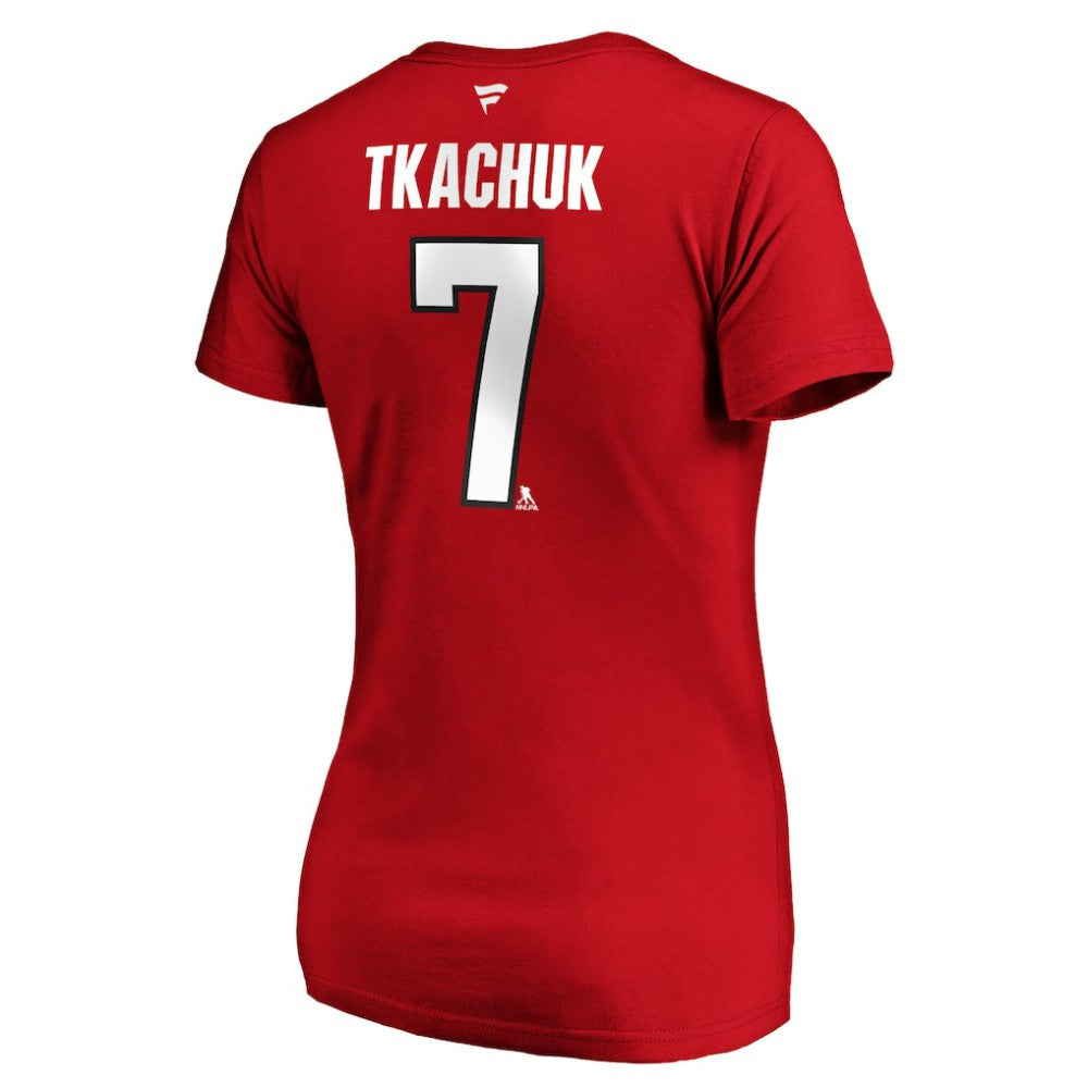 Brady Tkachuk Ottawa Senators Fanatics Women's Authentic Stack Name & Number V-Neck T-Shirt Red