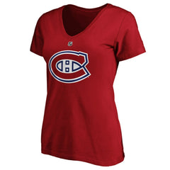 Carey Price Montreal Canadiens Fanatics Women's Authentic Stack Name & Number V-Neck T-Shirt Red