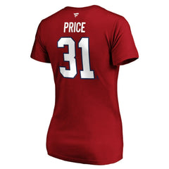 Carey Price Montreal Canadiens Fanatics Women's Authentic Stack Name & Number V-Neck T-Shirt Red
