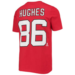 Jack Hughes New Jersey Devils Youth Player Name & Number T-Shirt Red