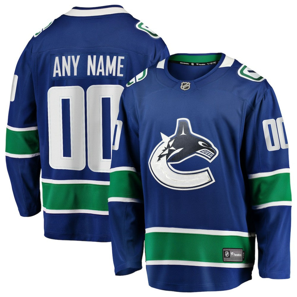 Vancouver Canucks Fanatics Home Team Breakaway Custom Jersey Blue
