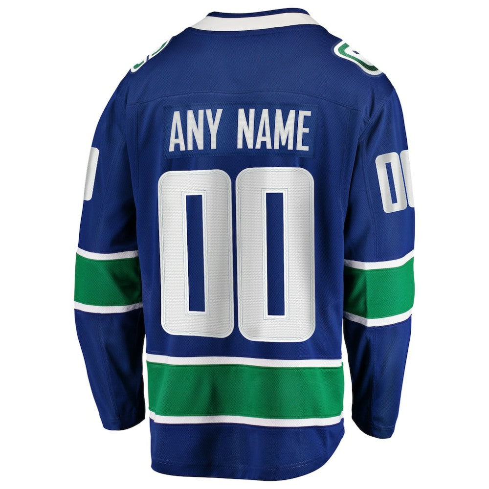 Vancouver Canucks Fanatics Home Team Breakaway Custom Jersey Blue
