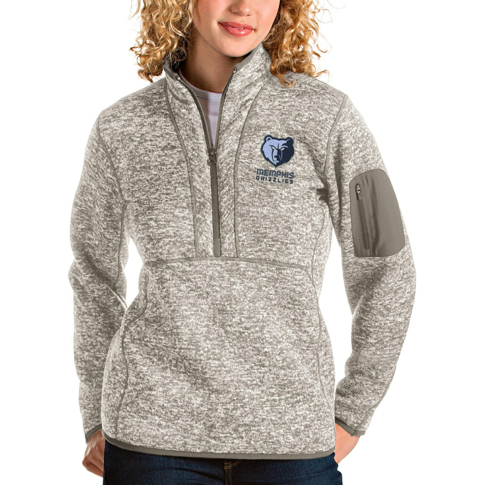 Memphis Grizzlies Antigua Women's Fortune Quarter-Zip Pullover Jacket - Natural sale