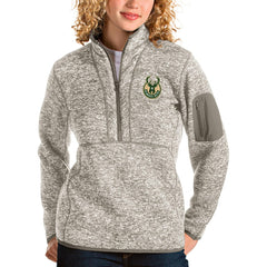 Milwaukee Bucks Antigua Women's Fortune Quarter-Zip Pullover Jacket - Natural shop