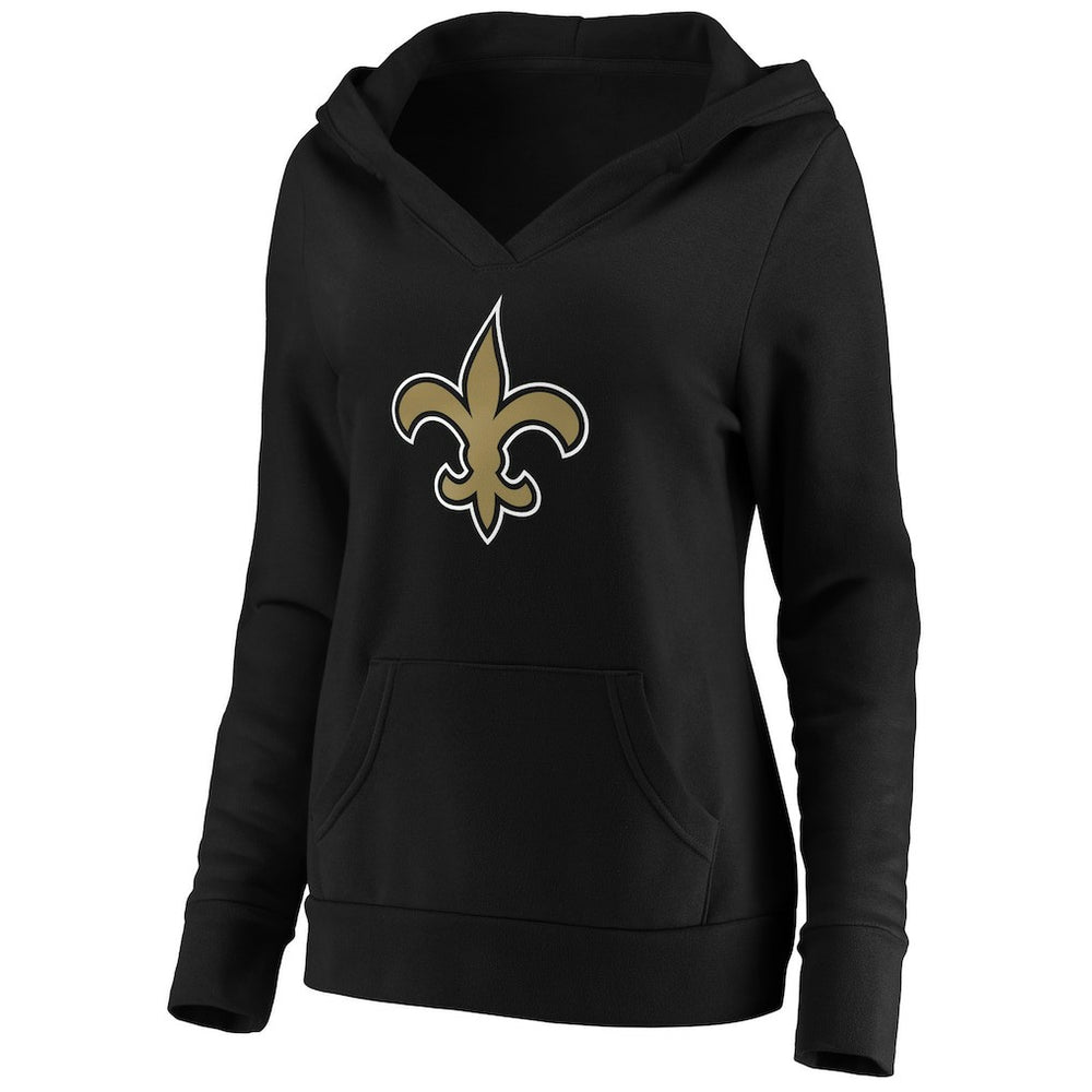New Orleans Saints Women's Primary Team Logo V-Neck Pullover Hoodie - Black sale