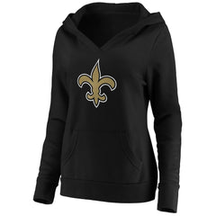New Orleans Saints Women's Primary Team Logo V-Neck Pullover Hoodie - Black sale