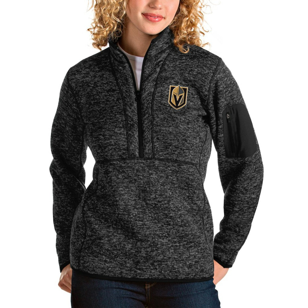 Vegas Golden Knights Antigua Women's Fortune Half-Zip Sweatshirt Heather Black