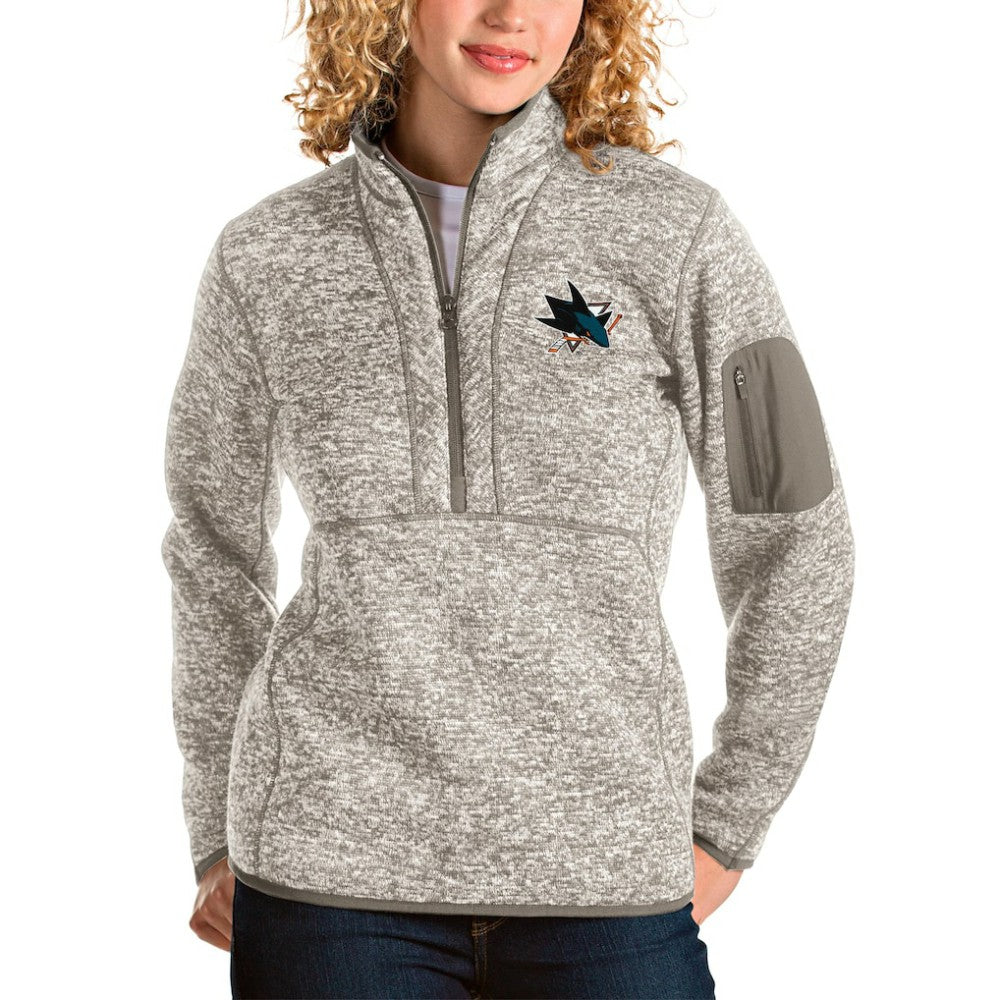 San Jose Sharks Antigua Women's Fortune Half-Zip Sweatshirt Oatmeal