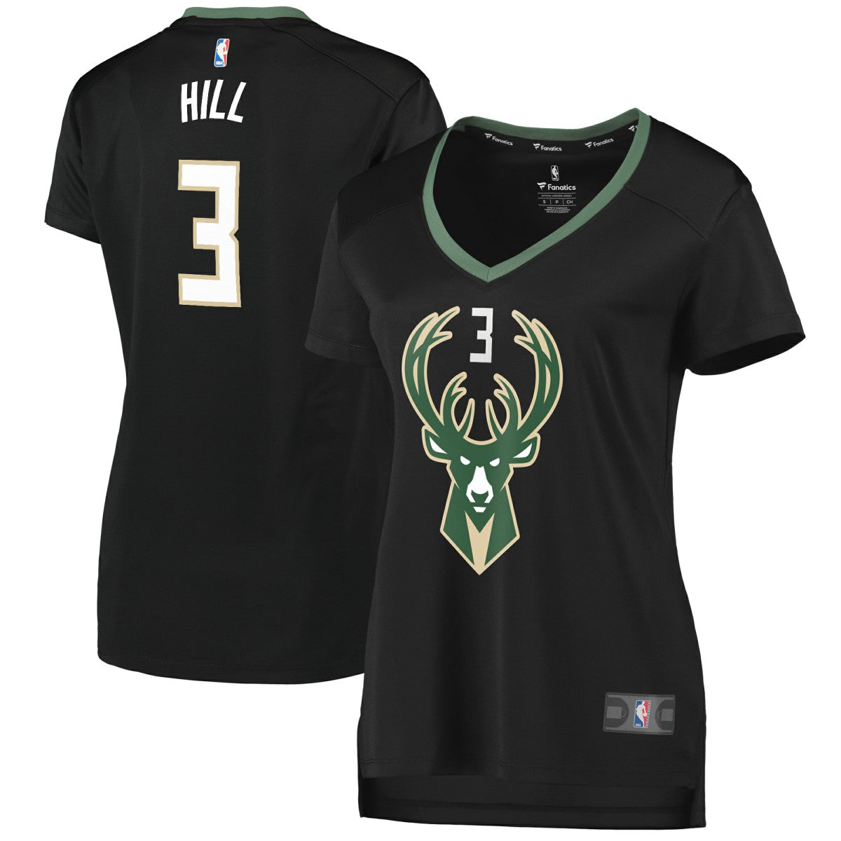 George Hill Milwaukee Bucks Women's Fast Break Replica Player Jersey - Statement Edition - Black | Fanatics cheap