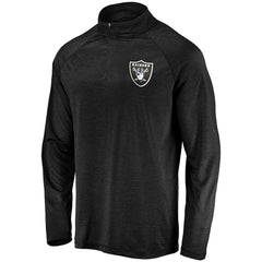 Las Vegas Raiders Striated Primary Logo Raglan Quarter-Zip Pullover Jacket - Black sale