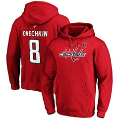 Alexander Ovechkin Washington Capitals Fanatics Authentic Stack Player Name & Number Fitted Pullover Hoodie Red