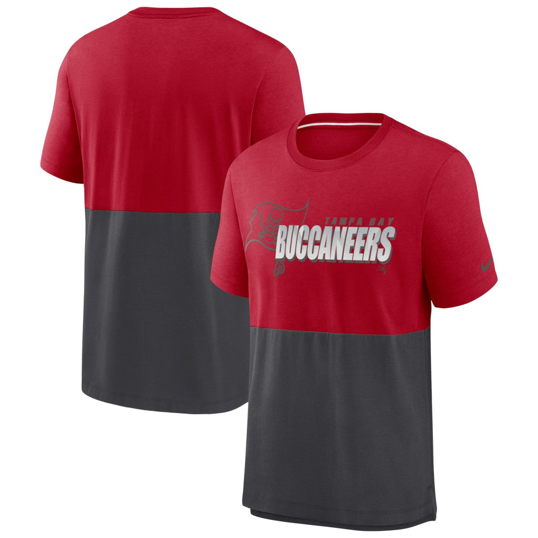 Tampa Bay Buccaneers Fan Gear Colorblock Tri-Blend T-Shirt - Red/Pewter | Nike sale