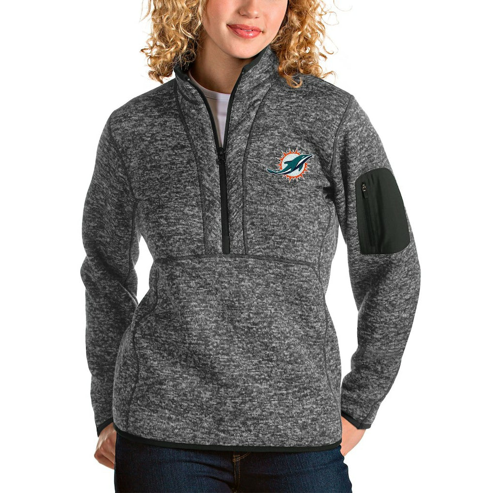 Miami Dolphins Antigua Women's Fortune Half-Zip Pullover Jacket - Charcoal discount