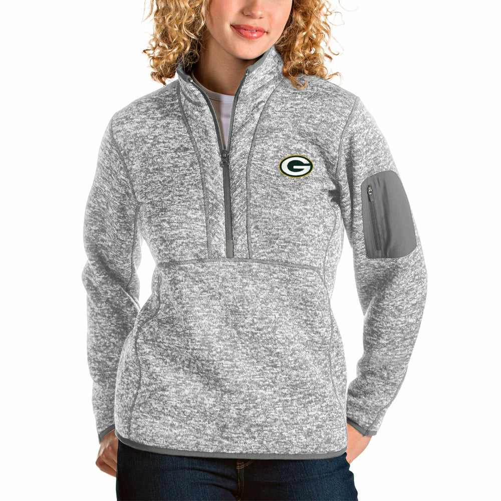 Green Bay Packers Antigua Women's Fortune Half-Zip Pullover Jacket - Gray discount