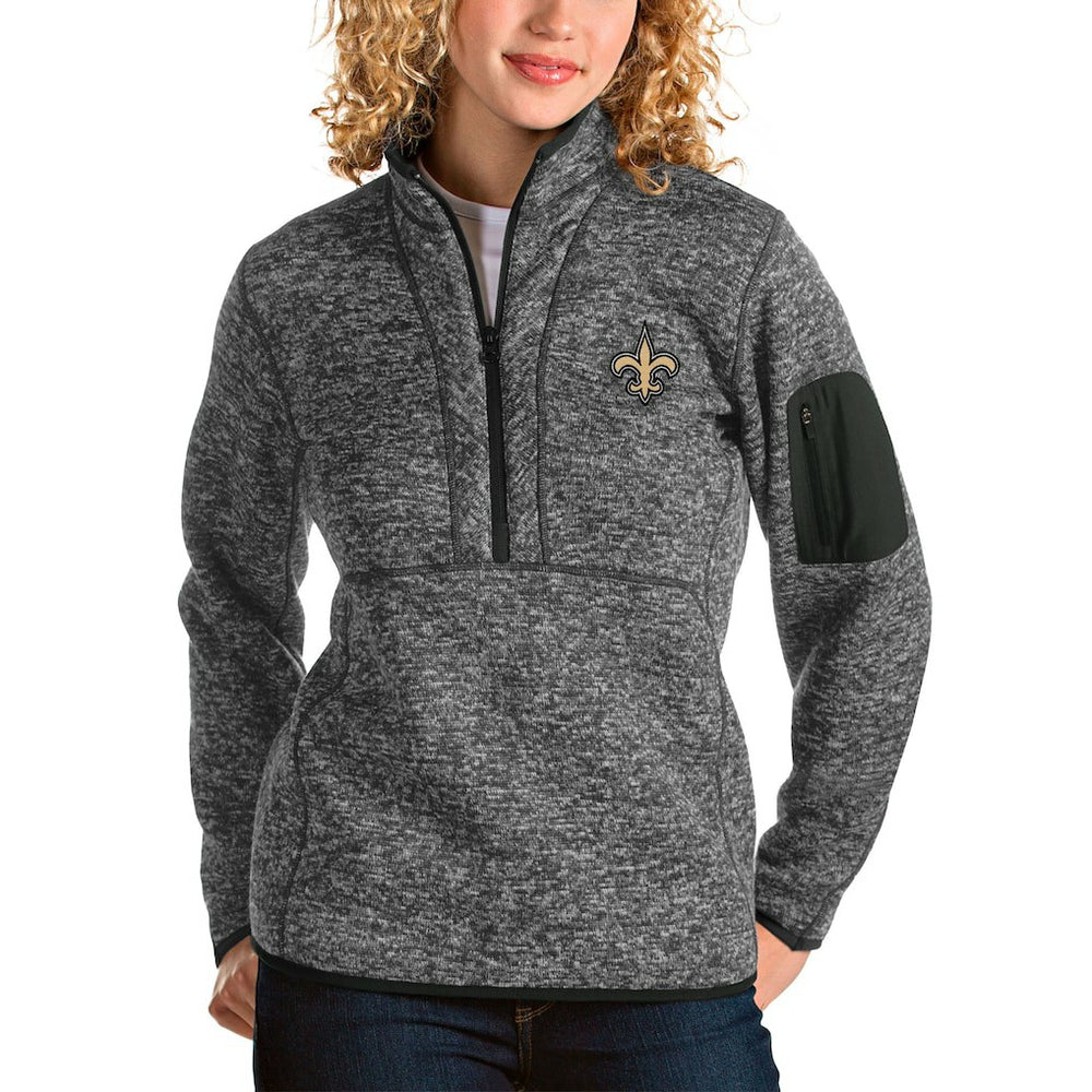 New Orleans Saints Antigua Women's Fortune Half-Zip Pullover Jacket - Charcoal on sale