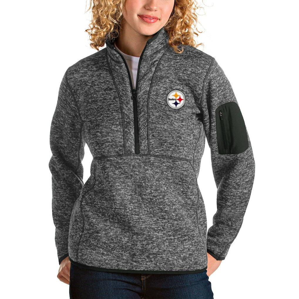 Pittsburgh Steelers Antigua Women's Fortune Half-Zip Pullover Jacket - Charcoal discount