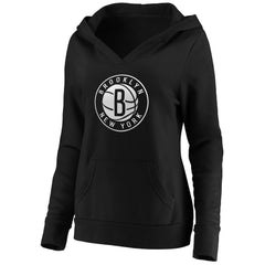 Brooklyn Nets Women's Primary Logo V-Neck Pullover Hoodie - Black | Fanatics sale