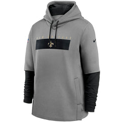 New Orleans Saints Sideline Playbook Performance Pullover Hoodie - Heathered Gray/Black | Nike on sale