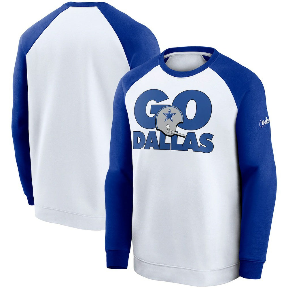 Dallas Cowboys Fan Gear Throwback Go Helmet Sweatshirt - White/Royal | Nike discount