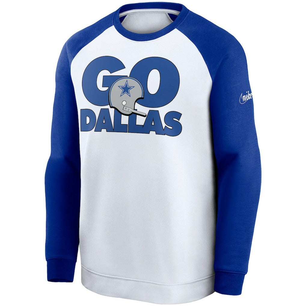 Dallas Cowboys Fan Gear Throwback Go Helmet Sweatshirt - White/Royal | Nike discount