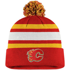 Calgary Flames Fanatics Authentic Pro Cuffed Pom Knit Hat Red/Yellow