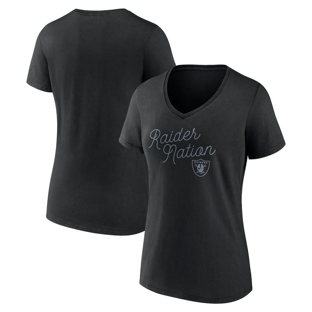 Las Vegas Raiders Women's Iconic Script State V-Neck T-Shirt - Black outlet