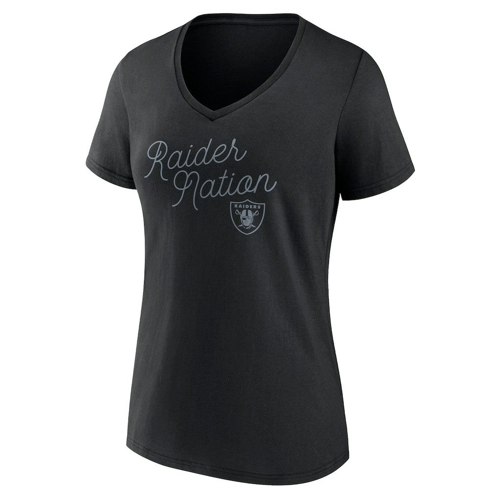 Las Vegas Raiders Women's Iconic Script State V-Neck T-Shirt - Black outlet