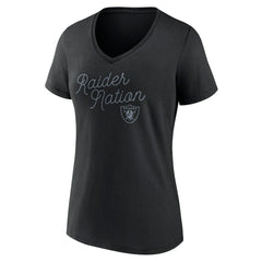 Las Vegas Raiders Women's Iconic Script State V-Neck T-Shirt - Black outlet