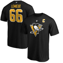 Mario Lemieux Pittsburgh Penguins Fanatics Authentic Stack Retired Player Name & Number T-Shirt Black