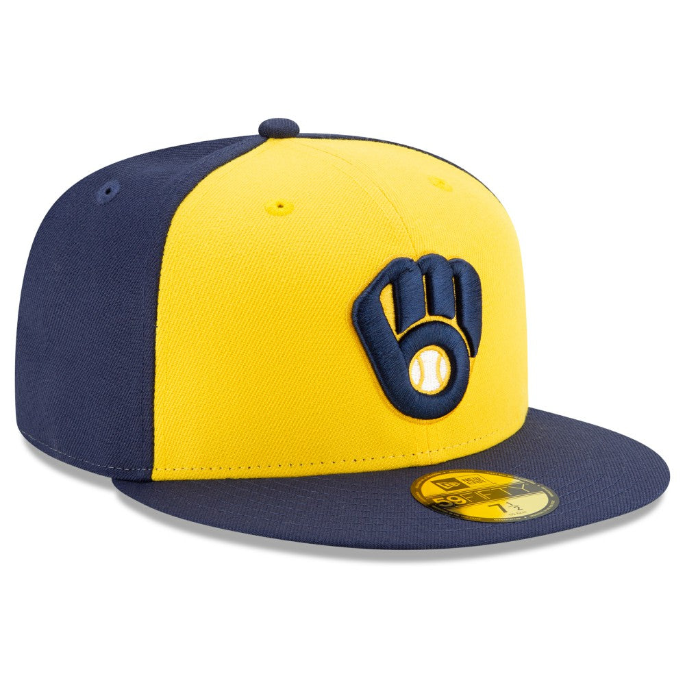 Milwaukee Brewers Alternate Authentic Collection On-Field 59FIFTY Fitted Hat - Navy/Yellow | New Era