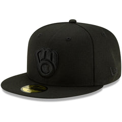 Milwaukee Brewers Black on Black 59FIFTY Fitted Hat - Black | New Era