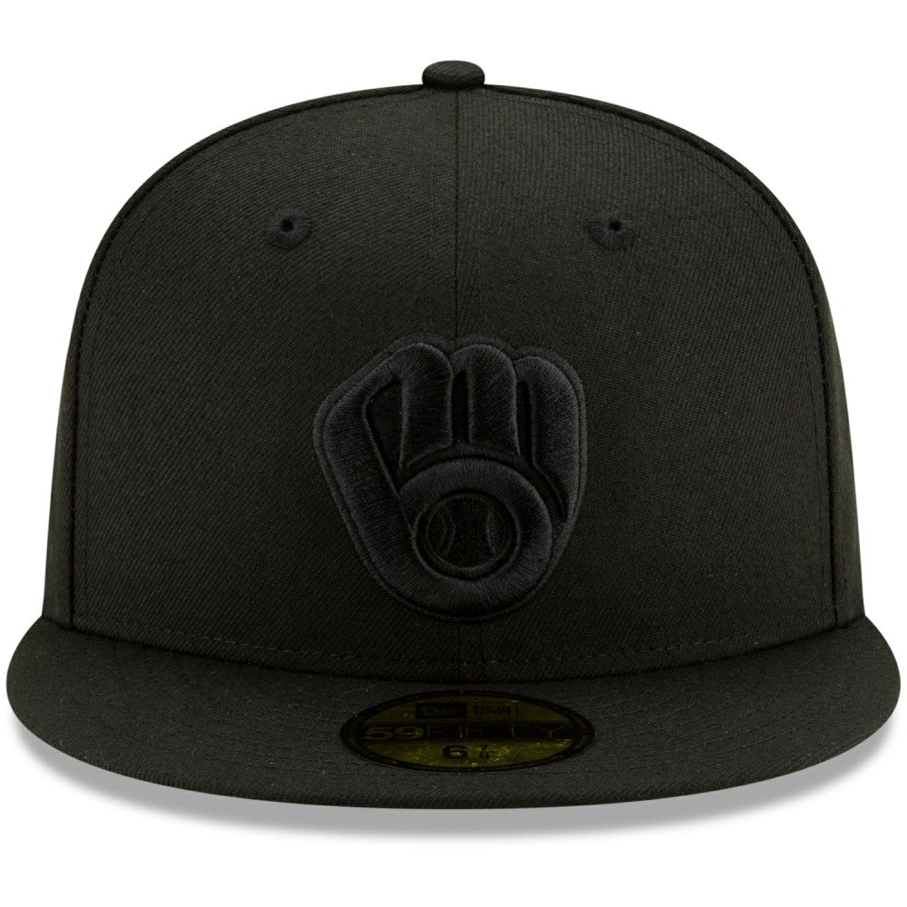 Milwaukee Brewers Black on Black 59FIFTY Fitted Hat - Black | New Era